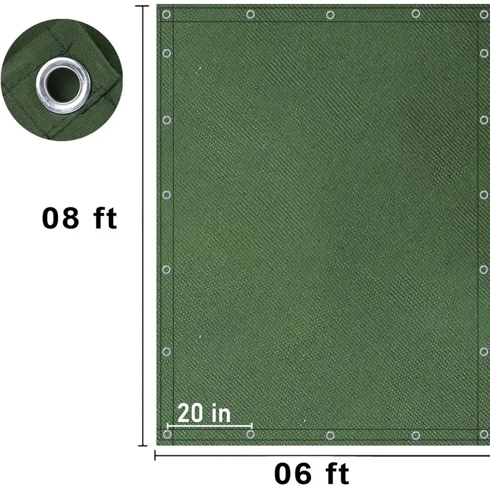 قماش القنب عالي التحمل بطول 6 × 8 أقدام ومقاوم للماء ومحمي بالأشعة فوق البنفسجية مع حلقات للاستخدام الخارجي #5