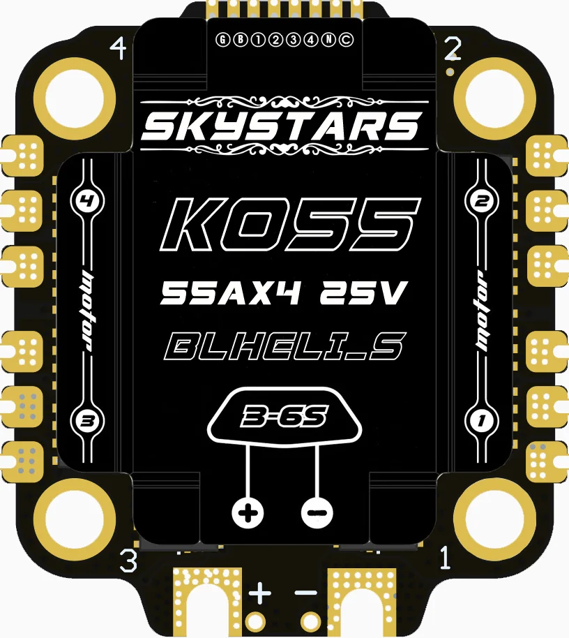 Skystars KO45 KO55 45A 55A 2-6S Brushless ESC 4in1 DShot600 BLHeli-S 30.5mm for RC FPV Racing Freestyle 5inch 4S 6S Drones