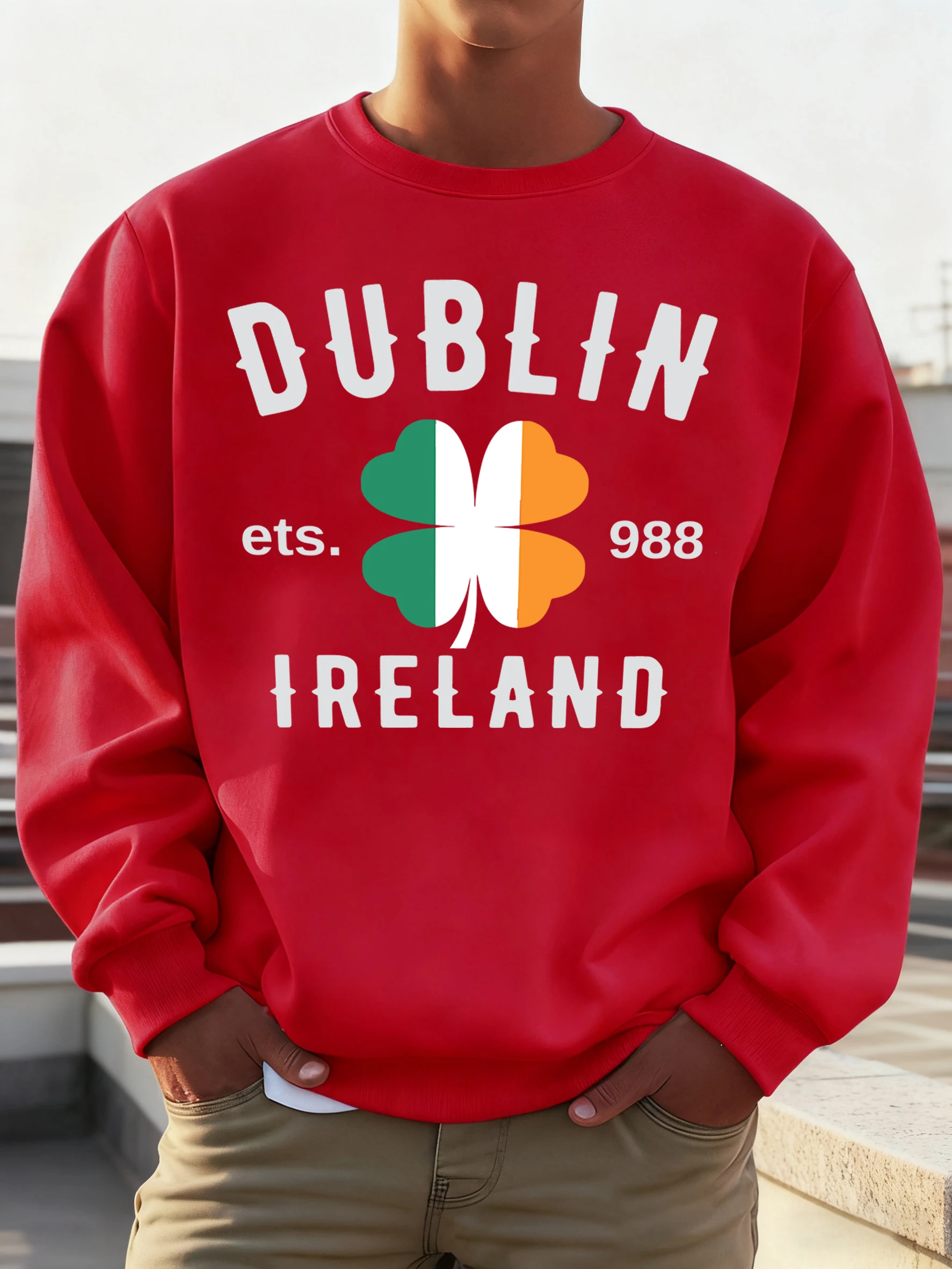 دبلن أيرلندا Ets. 988 يطبع البلوز الرجال الخريف البلوز محب علوي فضفاض Vintage كم طويل للجنسين س الرقبة الصوف الملابس #1