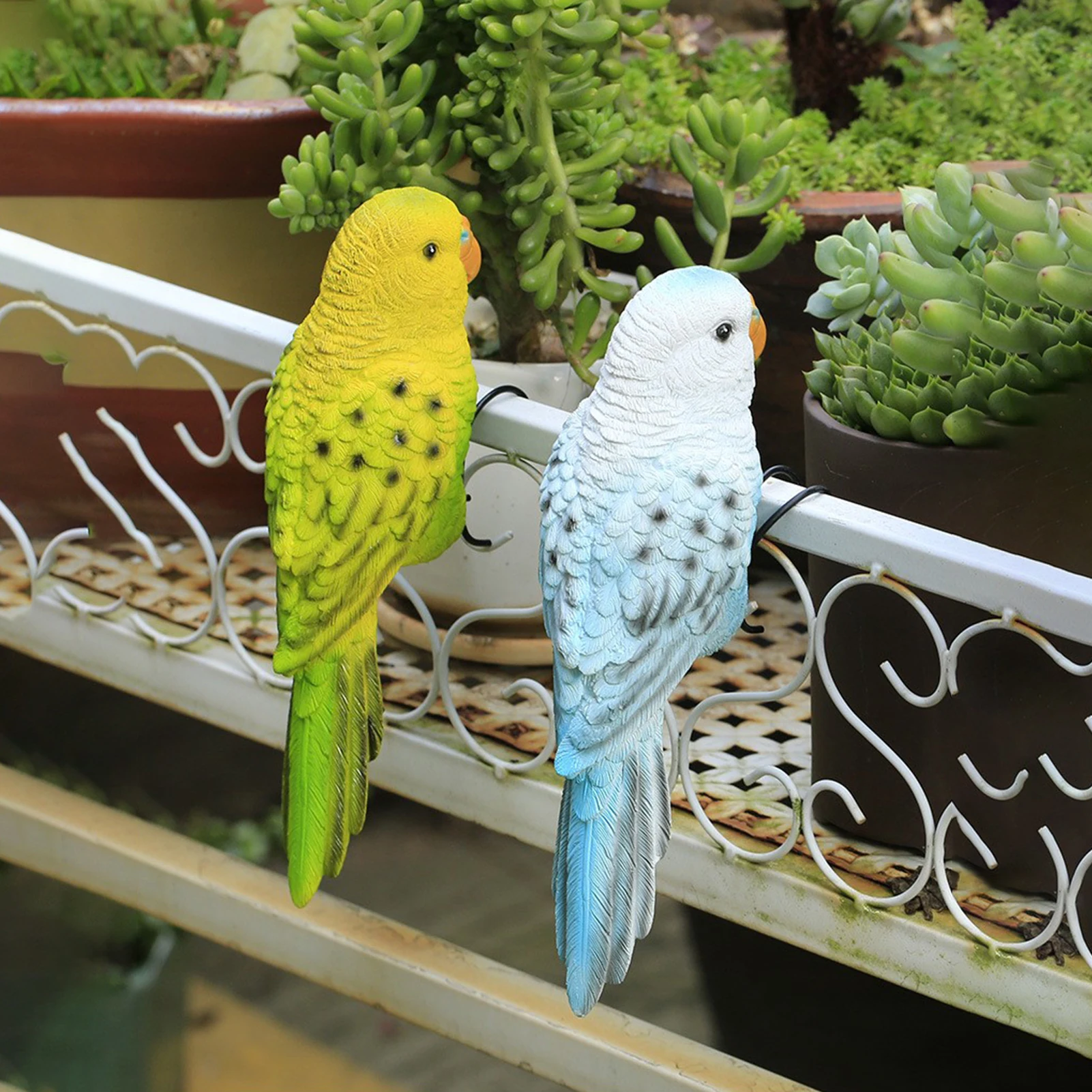 

Potted Plants Decoration Parrot Ornaments Garden Courtyard Pastoral style Flower Pot Hanging Decorations Bird Resin Handicraft