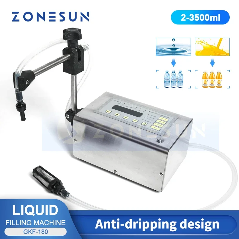 ZONESUN GFK-180 Liquid Filling Equipment Desktop Digital Diaphragm Pump for Beverage, Milk, Water & Oil Packaging
