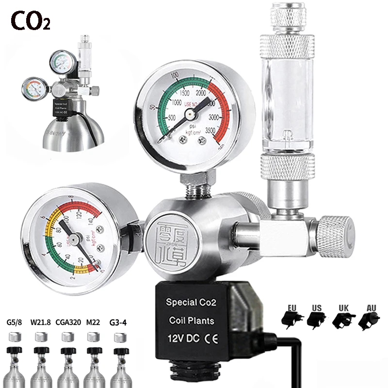 ZRDR DIY Aquarium CO2 Regulator Magnetic Solenoid Kit Check Valve Fish Tank Accessories CO2 Control System Reactor Generator Set