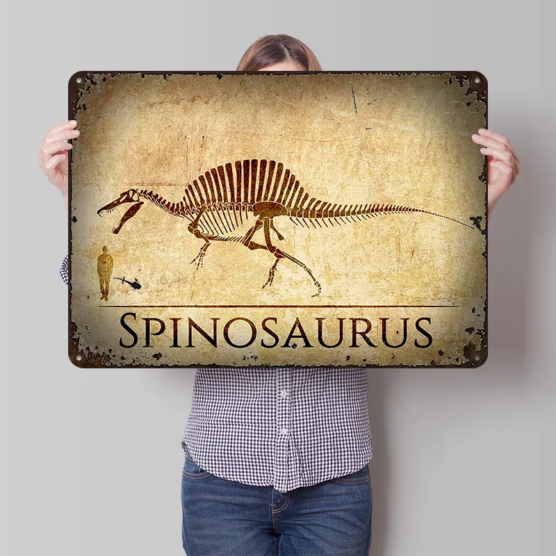 Spinosaurus Skeleton Tinplate Poster Customized Wall Art Retro Vintage Metal Signs for Fans Decoration Home Decor Accessories