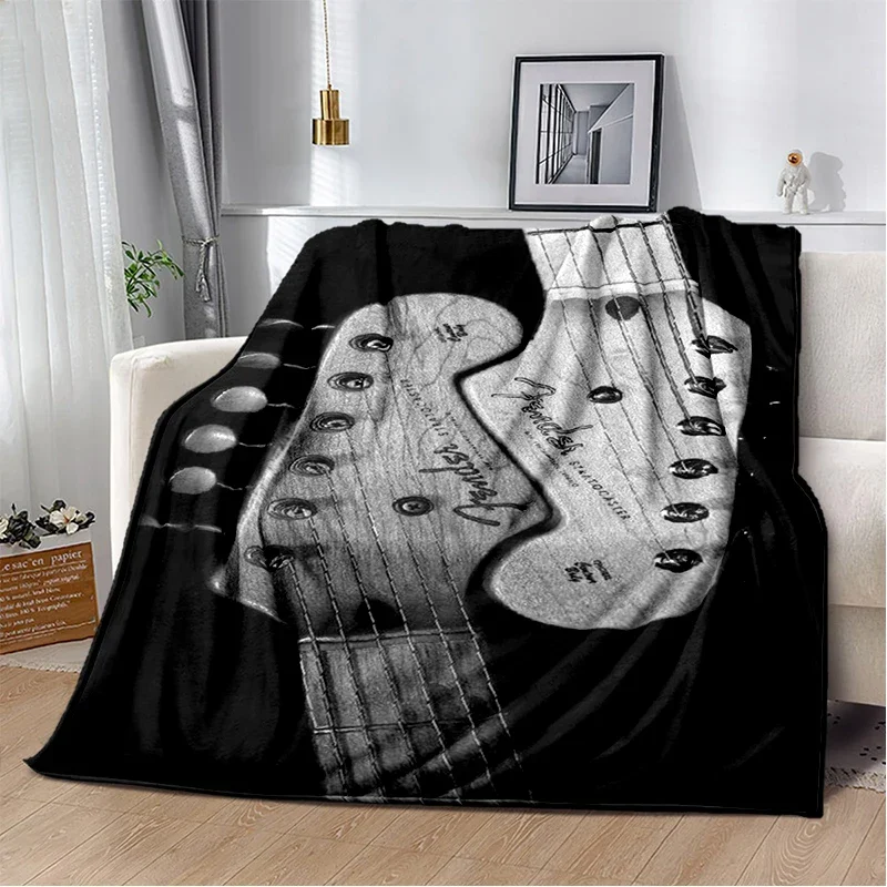 2025 New Style 3D Fender Retro Guitar Instruments Music Blanket,Soft Throw Blanket for Home Bedroom Bed Sofa Travel Picnic Cover