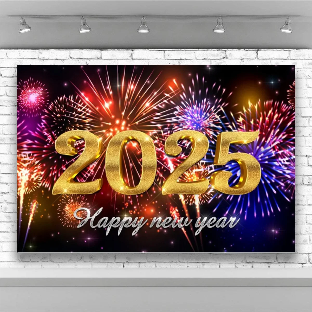 2025 Happy New Year Backdrops for Christmas Photography Decor Background Fireworks Celebrate Party Family  Poster Photo Studio