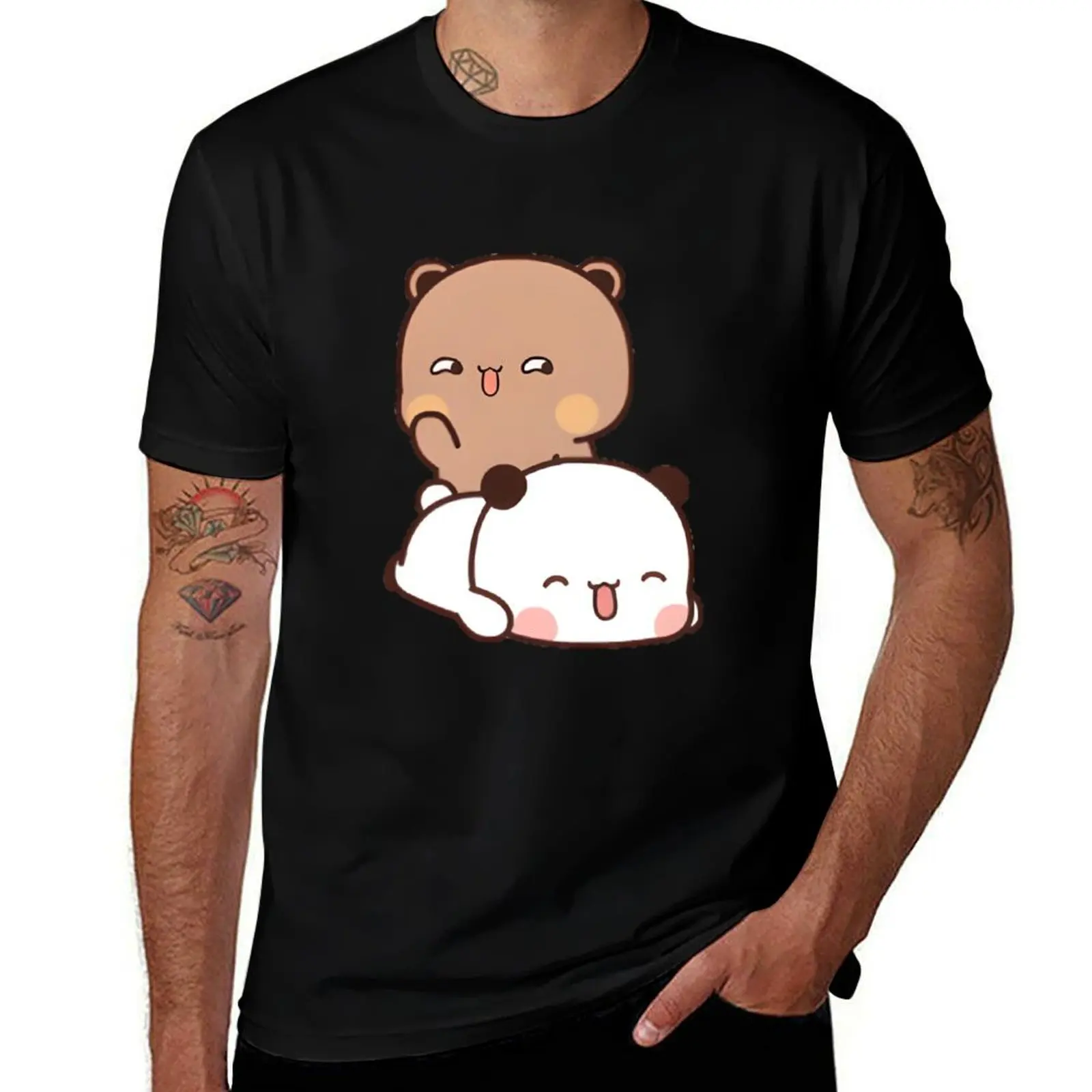 Bubu & Dudu / Milk & Mocha / Panda and Brown bear Spanking T-Shirt t shirts for man pack white T-Shirt