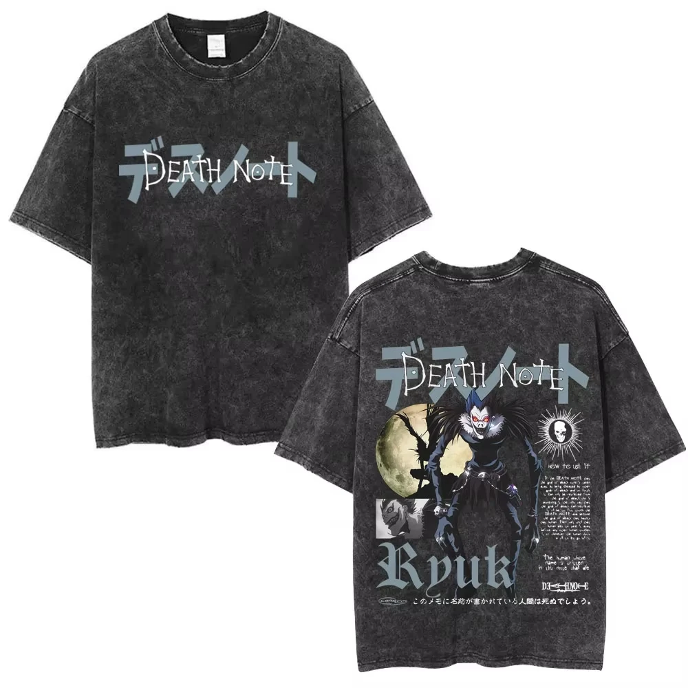Washed Vintage Anime Death Note Misa Graphic T‑shirt Unisex Men Women Gothic Casual Oversized Streetwear Soft Cotton Daily Tops