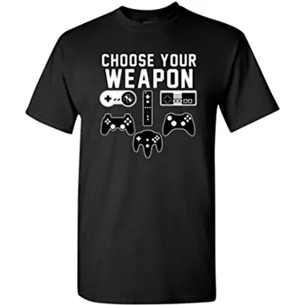 CLOOCL New Funny Men/Women T-shirts Choose Your Weapon Console Gamer Printed 100% Cotton Tees Hip Hop Men's Shirt Short Sleeve