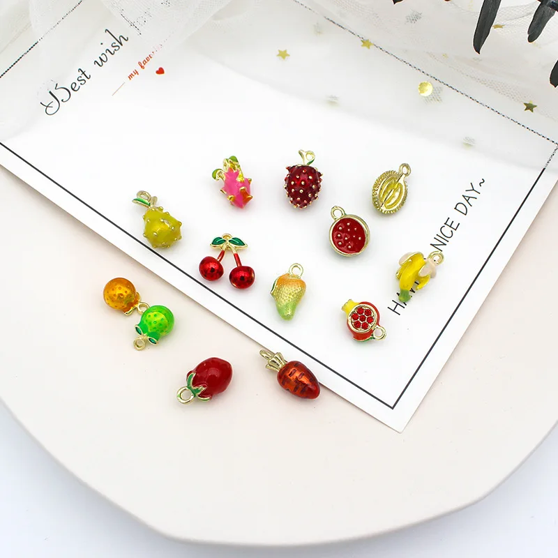 20 Pcs/lot Fashion 3D Fruit Strawberry Banana Pendant Making Accessories Charms For Women, Earrings Handmade DIY Jewelry