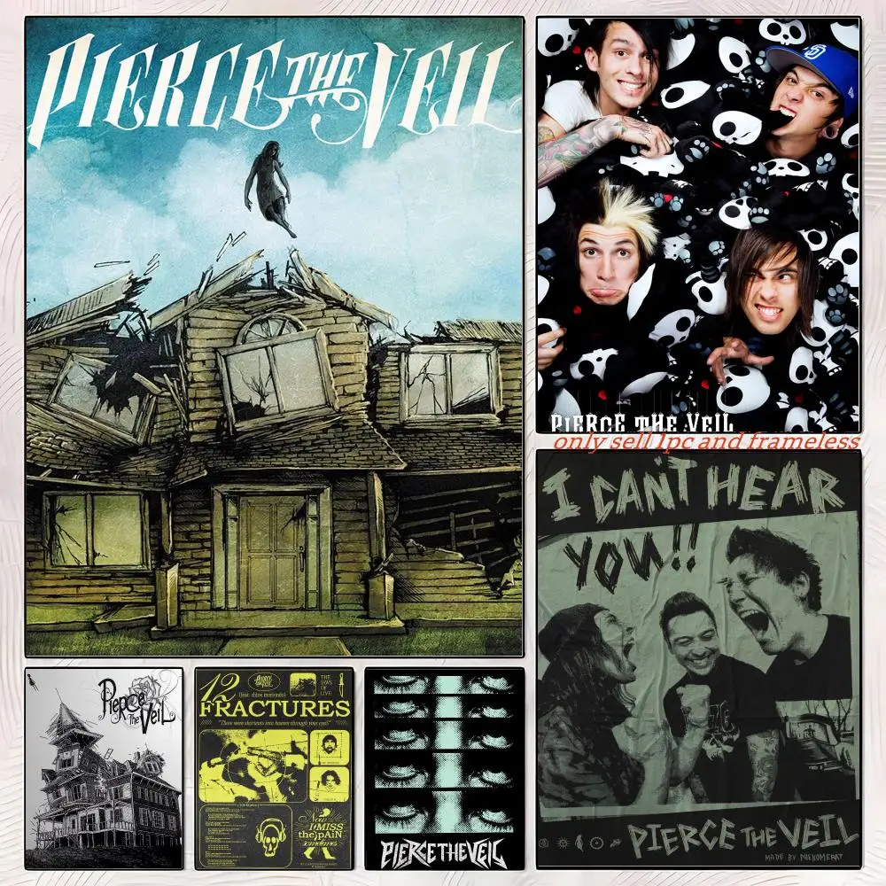 P-Pierce The Veil Band Poster Self-adhesive Painting With Prints Home Bedroom Living Room Decoration