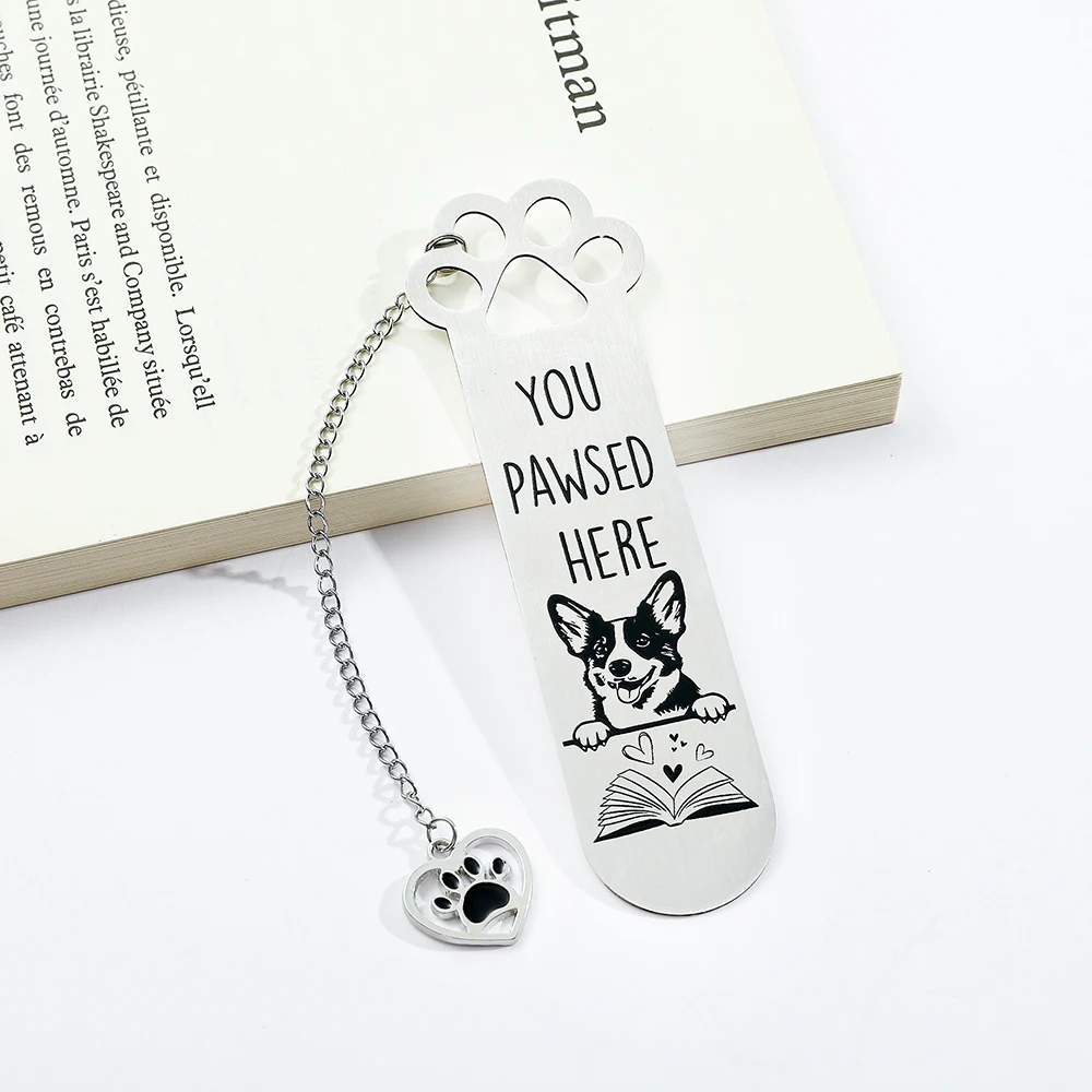 Cute dog stainless steel bookmark - cartoon with pendant bookmark, suitable for dog lovers reading collection small gift