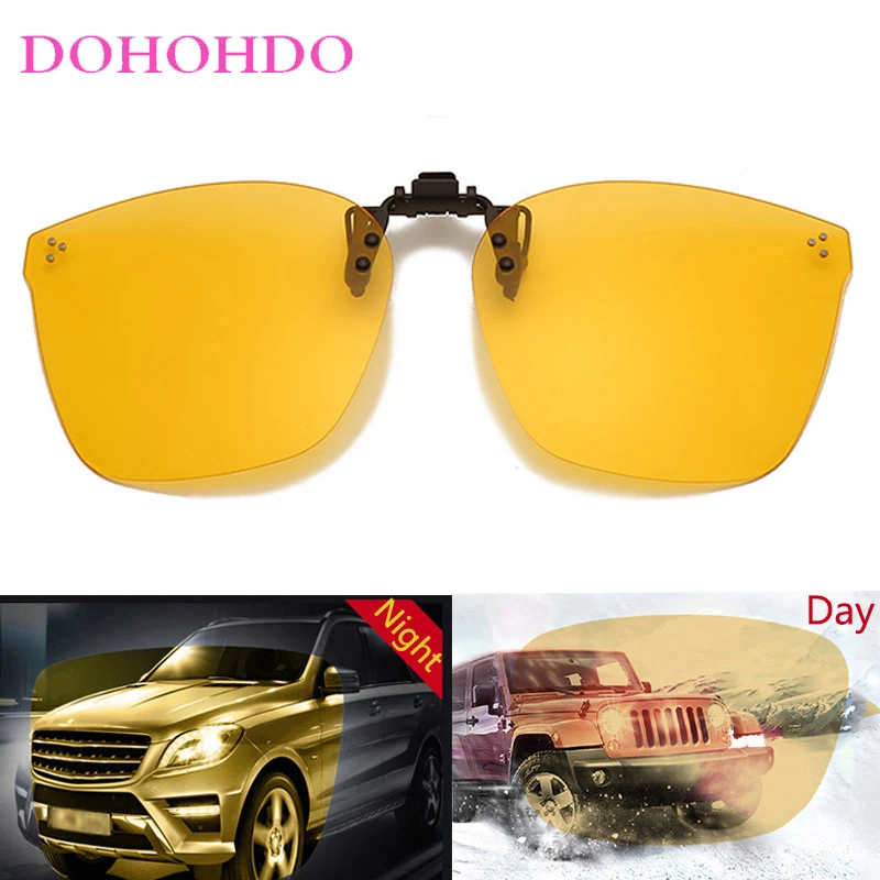 Vintage Square Polarized Clip-On Sunglass Women Brand Design Anti-Glare Night Vision Sun Glasses Men Outdoor Drive Goggles UV400