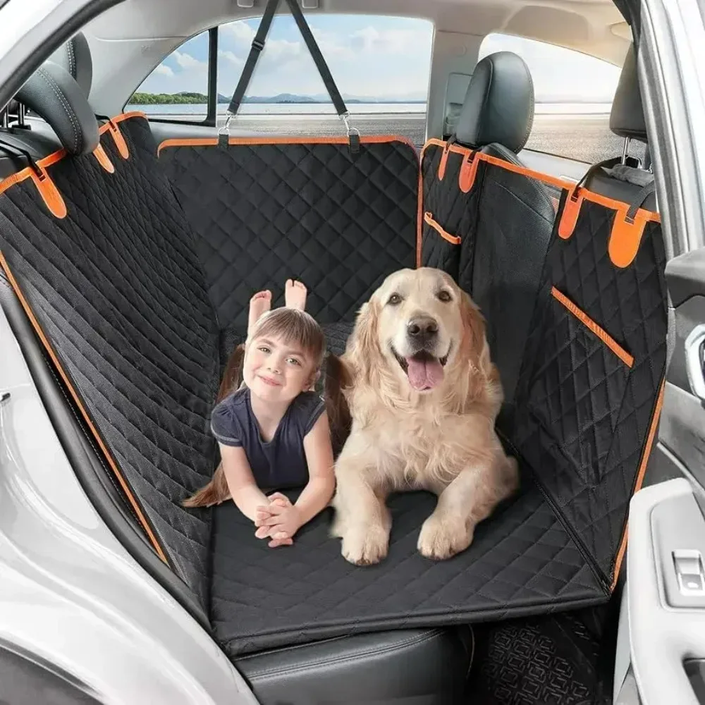 

Back Seat Extender for Dogs with Hard Bottom, Dog Car Seat Cover for Back Seat Waterproof with Mesh Window