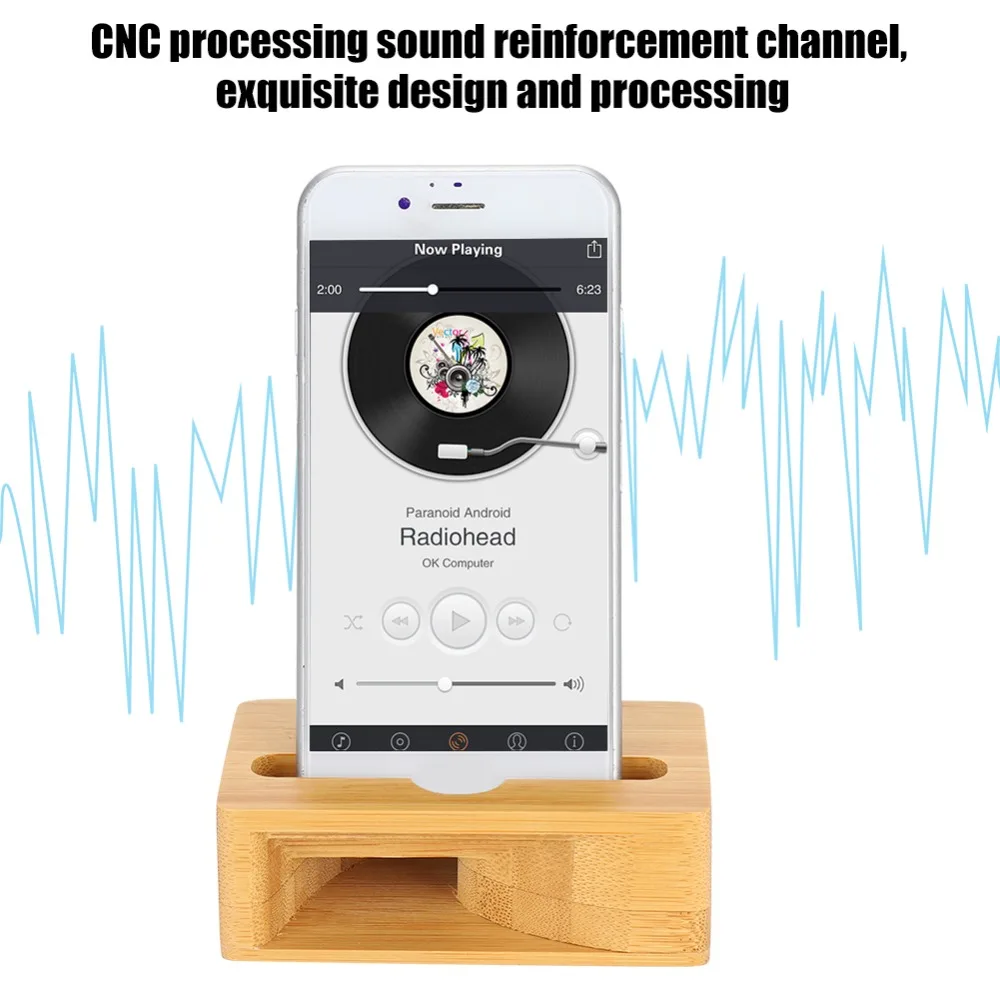 

10x6x3cm Bamboo Phone Amplifier Bamboo Wood Sound Amplification Phone Speaker Amplifier Desk Dock Holder Office Use