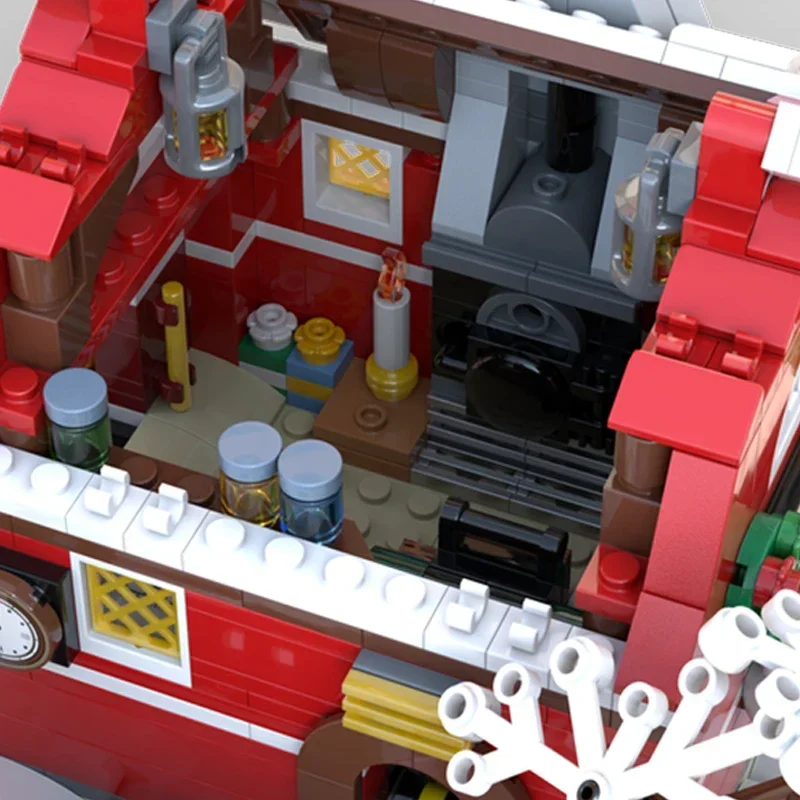 Moc Bouwstenen Straatweergave Model Santa 'S Studio Technische Bakstenen Diy Assemblage Bouwspeelgoed Voor Kindervakantiegeschenken