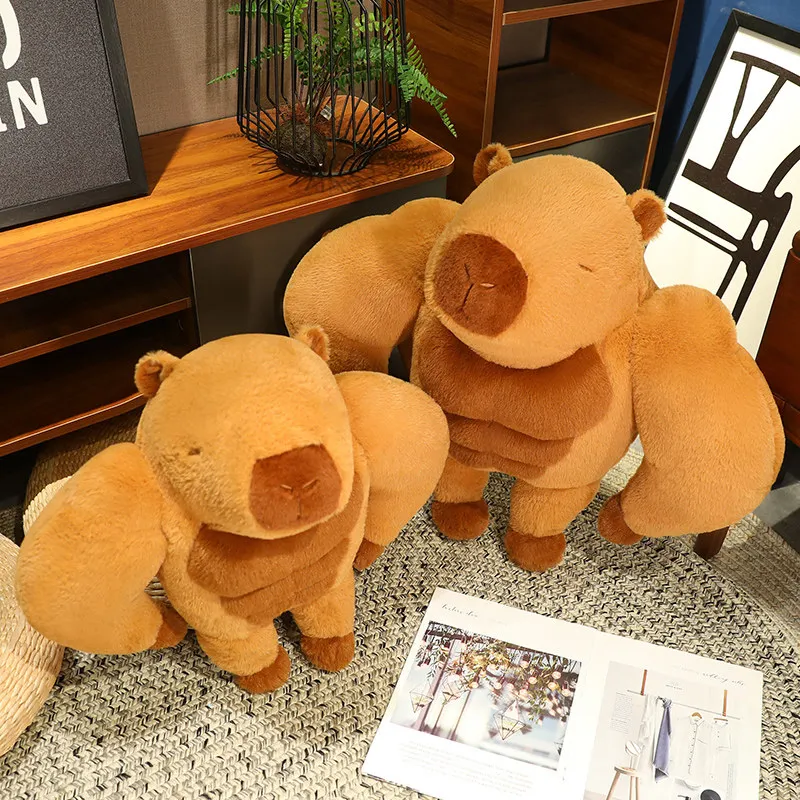 Creative Funny Muscle Capybara Plush Toy Cartoon Stuffed Animals Plushies Doll Anime Soft Kids Toys for Girls Girlfriend Gifts