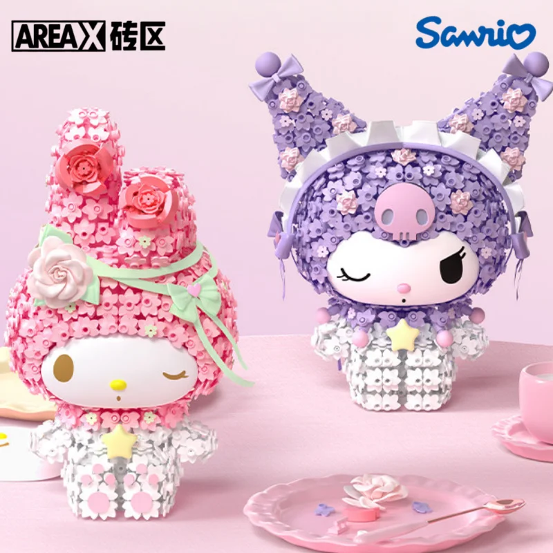 

AREA-X Sanrio Family Flower Cluster Building Blocks Kuromi My Melody Assembly Model Hello Kitty Desktop Ornament Toy Gift