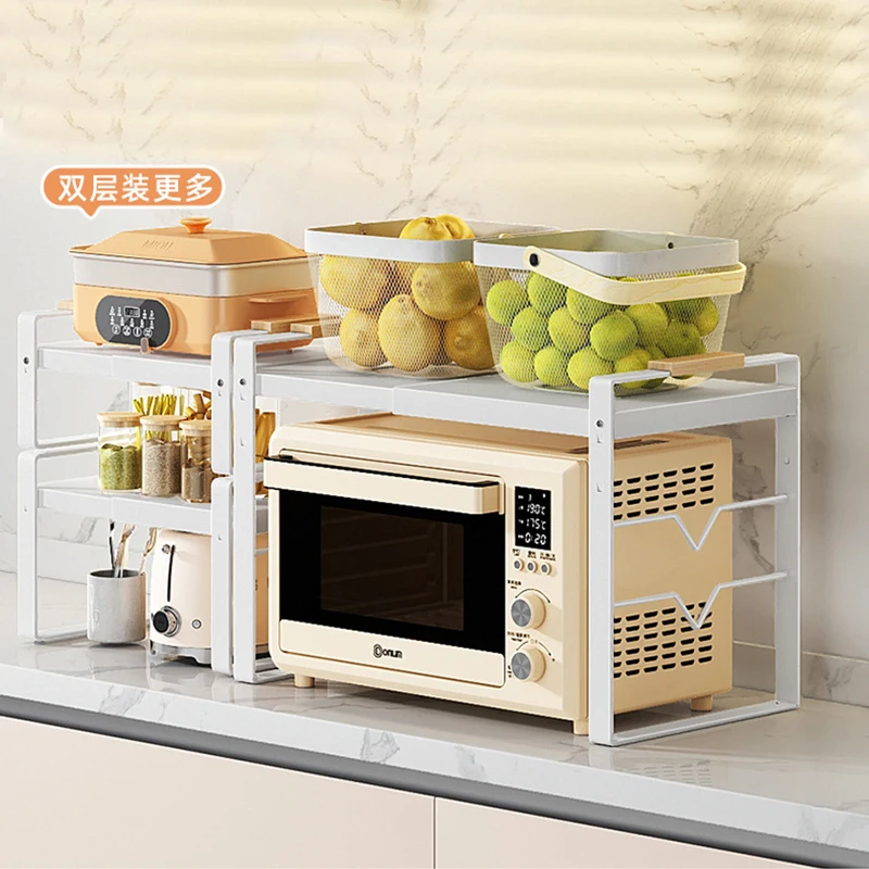 Expandable Kitchen Storage Rack Cabinet for Pots And Microwave Oven Sink Shelving Organizer - Wall Mounted Pot Rack