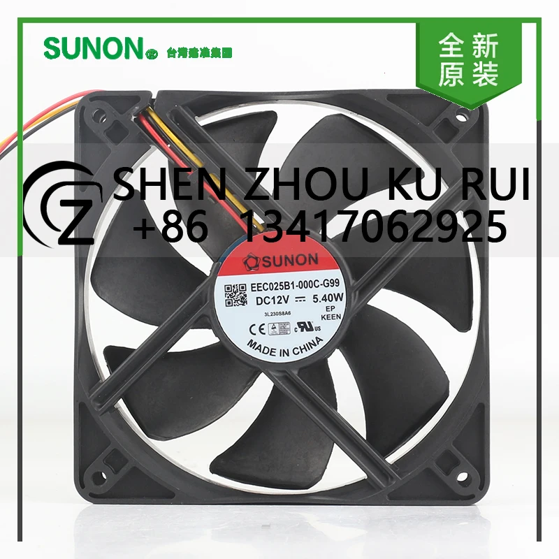 

Новый оригинальный вентилятор Sunon 5 В 24 В 48 В постоянного тока 12 В 5,40 Вт AC EC 12025 120X120X25MM 12 см корпус трехпроводной вентилятор охлаждения EEC0251101-000C-G99