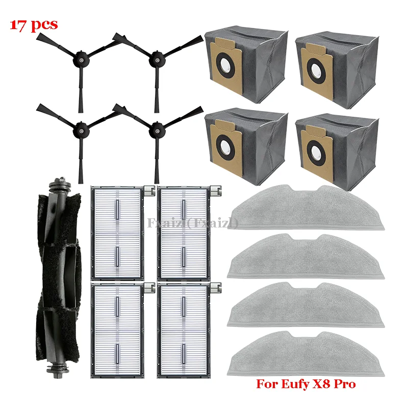 Voor Eufy X8 Pro Robot Zijborstel Hepa Filters Mop Doeken Mop Doek Rag Stofzak Stofzuiger Onderdelen Vervanging Accessoires