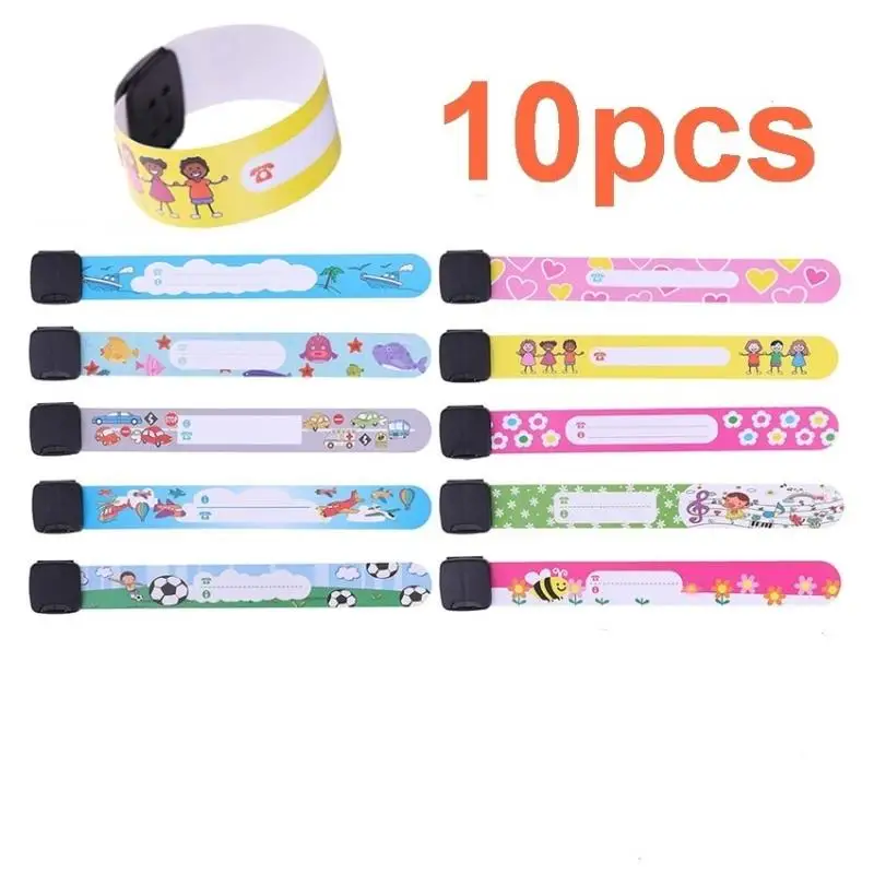 10Pcs Safety Recognition Bracelet For Kids Adjustable Waterproof Reusable Children Travel Outdoor Safe Anti-lost Wristband