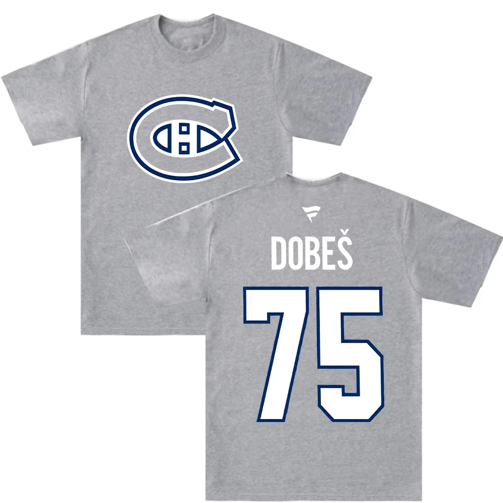 Jakub Dobes Montreal Canadiens Fanatics T Shirts Montreal Canadiens Name & Number Tops Fahsion Women Men High Quality Cotton Tee