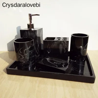 

Imitation Marble Resin Bathroom Five-pieces Accessories SetWash Suit Bathroom Kit Bathroom Decoration