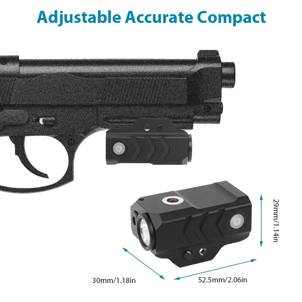800 لومينز سلاح بندقية الضوء الأحمر مع الأخضر البصر بالليزر كومبو مصباح يدوي شحن مغناطيسي اطلاق النار في الهواء الطلق للسكك الحديدية 20 مللي متر