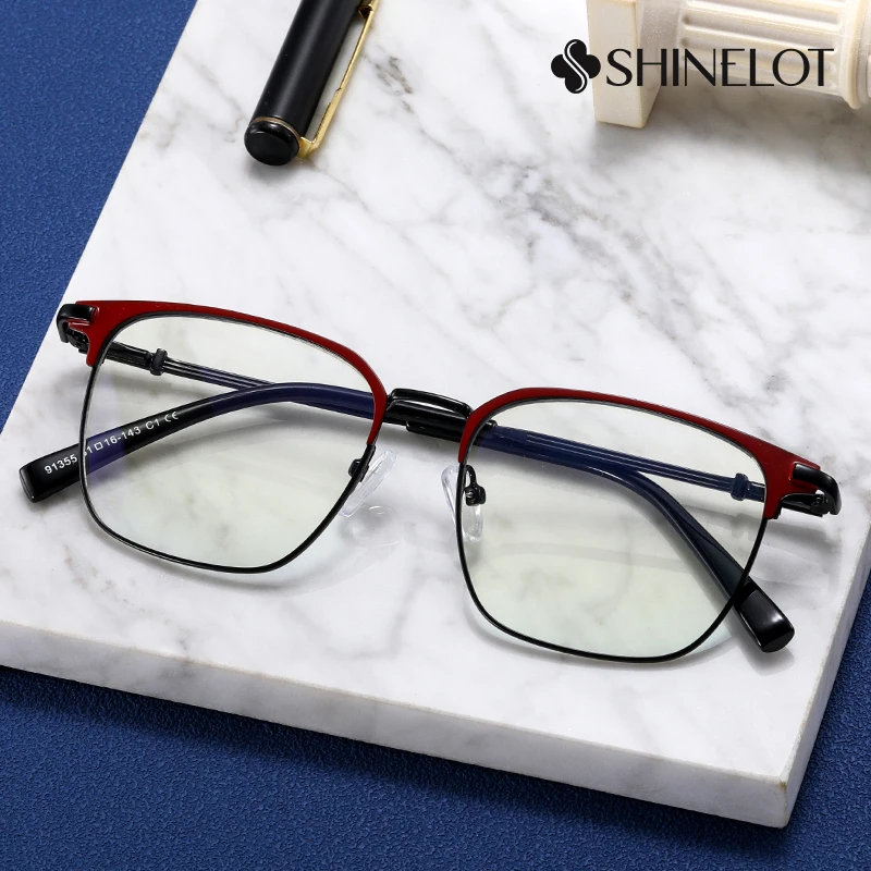 

91355 Men Metal Eyeglasses Frame Bluelight Blocking Optical Glasses Gentleman Workplace Eyewear Party Birthday Gift