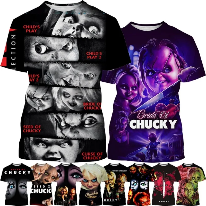 Summer New Horror Chucky Doll 3D Printing T Shirt Casual Personality Horror Movie Hip-hop Unisex T-shirt