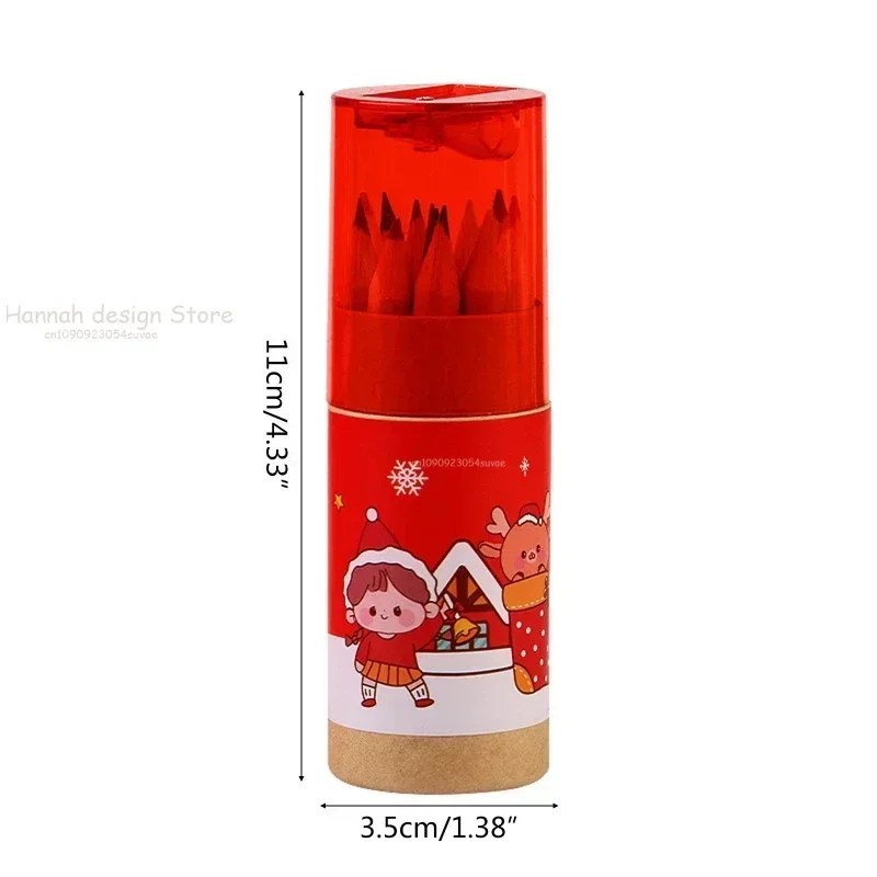 12 Color Christmas Painting Pencil Set Santa Claus Girl Bear Merry Christmas Decor for Home Xmas Ornaments Kids Gifts