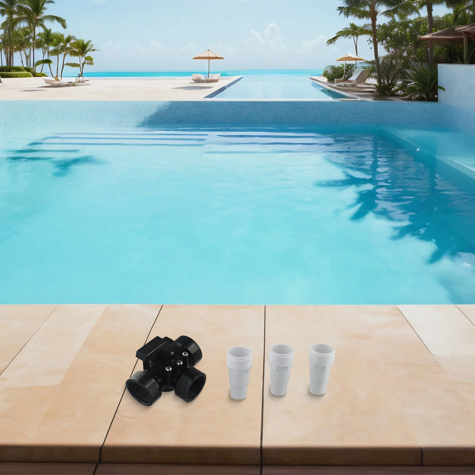 

3-ходовой переключающий клапан для соединительного шланга насоса для бассейна, конструкция из ПВХ и металла, эффективный контроль расхода воды