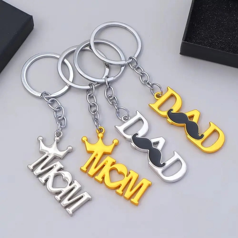 3PCS Alloy Material Mom Keychain Letter Design Commemorative Theme Letter Keychain Trendy Style Commemorative Pendant for Men