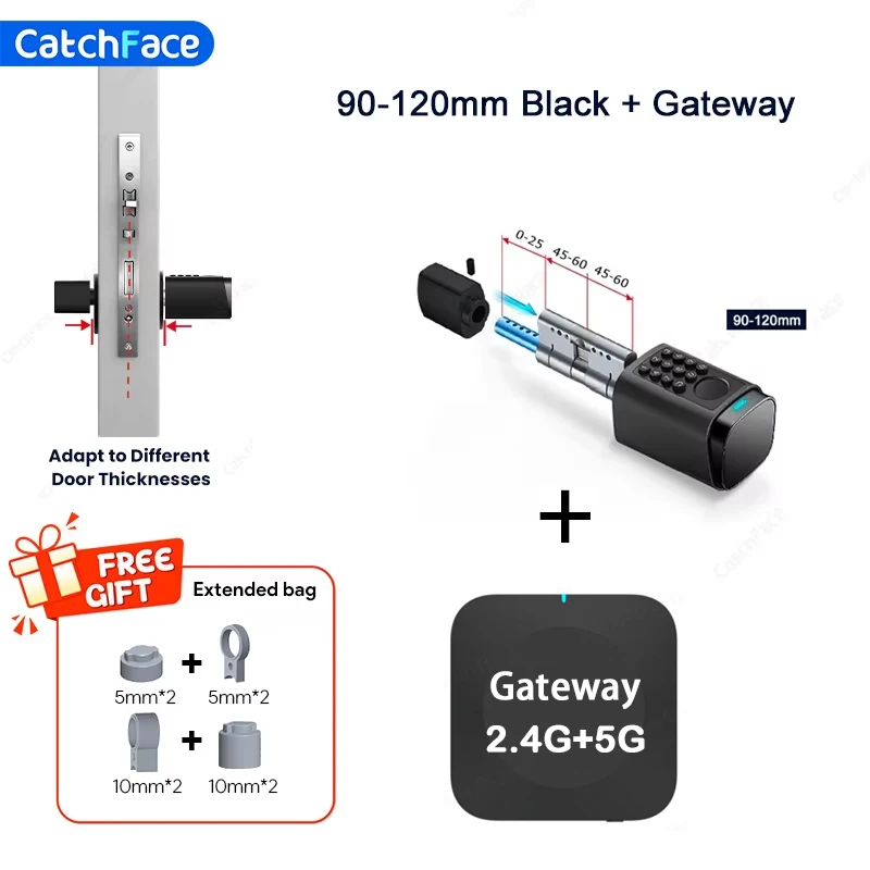 IP66 Wasserdichtes 2026 Neue Generation TUYA APP Fingerabdruck-Passwort Digitales RFID-Karten-Zylinder Smart Türschloss 60-90 90-120