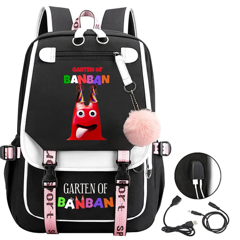 Game Garten Of BanBan Print Backpack with USB Charging Port Anime BanBan Cosplay Bookbag Gift Students Laptop Bag School Mochila