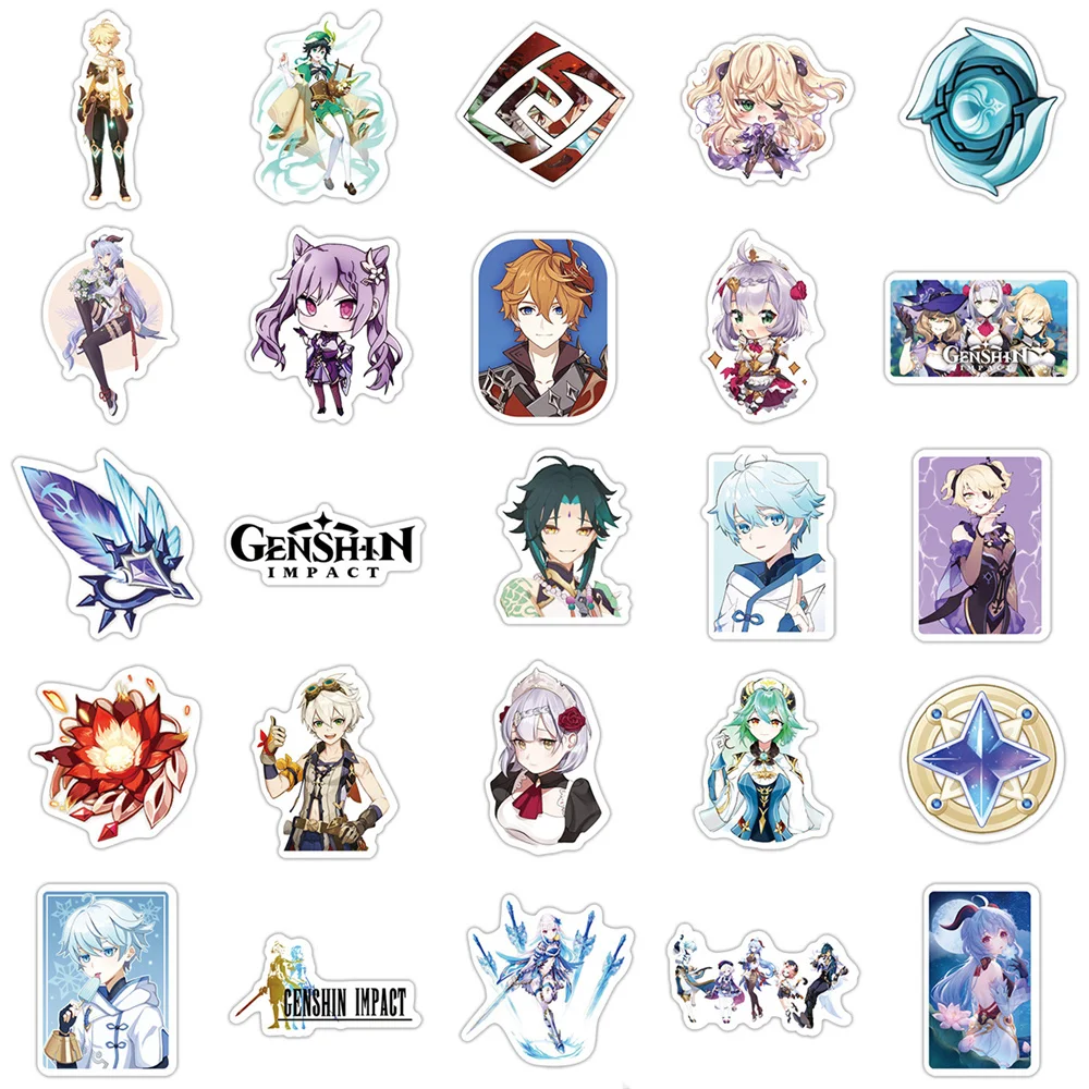 10/30/50PCS Two-dimensional Genshin Impact Anime Game Graffiti Waterproof Sticker Hand Account Creative Decal ToyGuitarWholesale