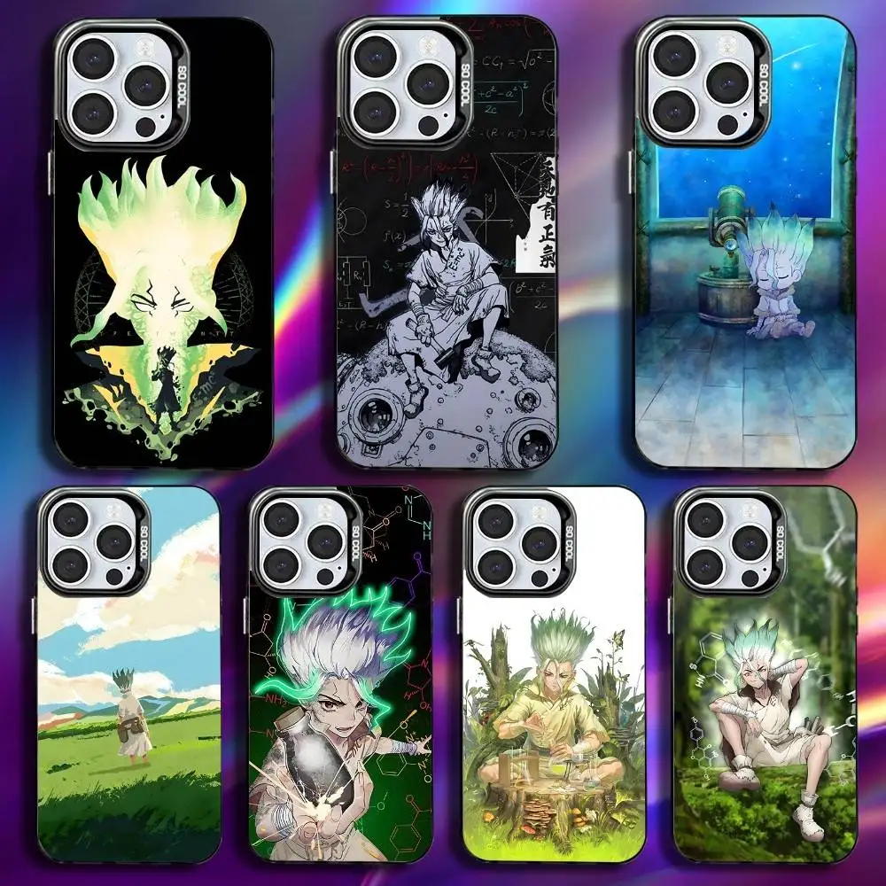 

Dr S-Stone Ishigami Senku Phone Case For iPhone 17,16,15,14,13,12,11,Pro,Max,Plus,Mini,XS,SE Anti Fall Black Matte Hard Bumper