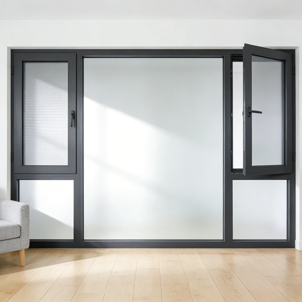 Ultra Slim Frame Panoramic View Quiet Soft Close Theft Multi Point Lock Wind Resistant Aluminum Glass Casement Window