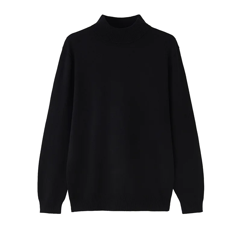 

Autumn Winter Men's Loose Casual Knitted Sweater f High Collar Long Sve Pure Color Base Layer irt Korean Sle