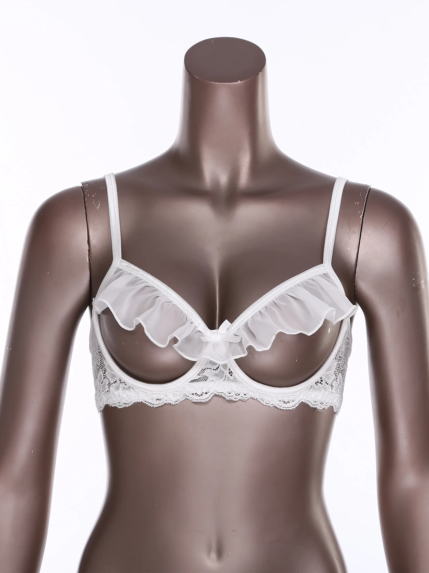 

Женское кружевное белье с цветочным узором, бюстгальтеры с открытыми чашками и видимыми сосками, с рюшами, пуш-ап, для свиданий, годовщин, свадеб, ночного белья