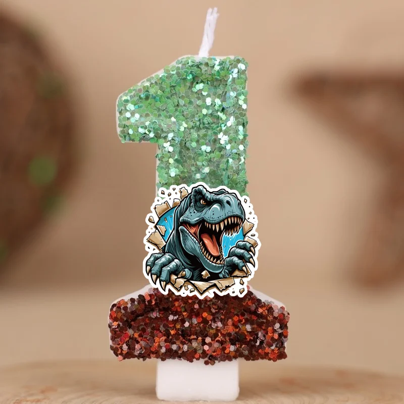 Jurassic Dinosaur T-Rex Digital Candle Number 0-9 Kid Birthday Cake Decoration Supplies Cartoon Anime Party Accessories Supplies