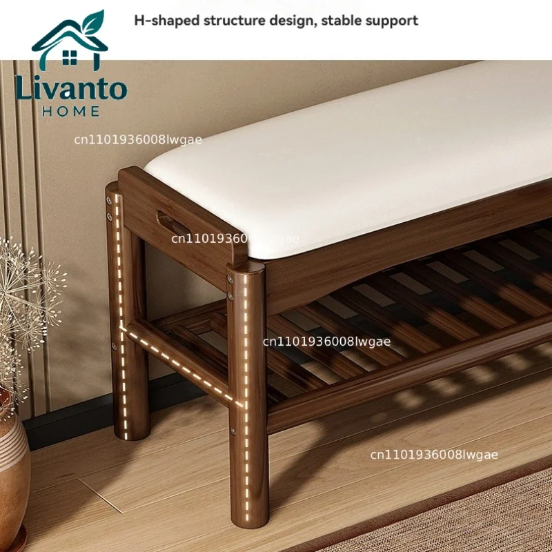 

Shoe changing stool, home entrance rack, can sit, in door stool, solid wood shoe cabinet, living room entrance storage