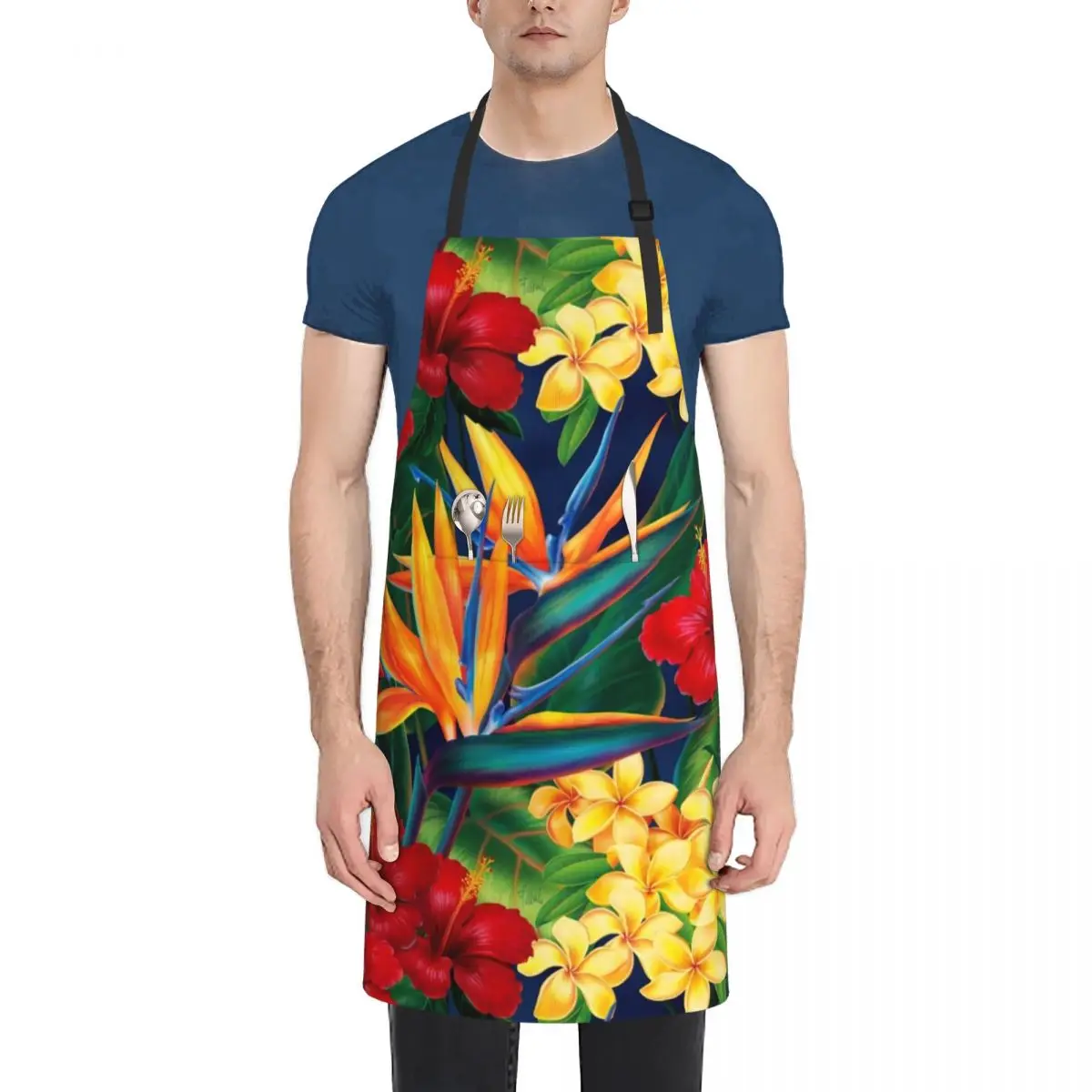 

Tropical Paradise Hawaiian Birds of Paradise Illustration Apron women's work Kitchens Men Things For Home And Kitchen Apron