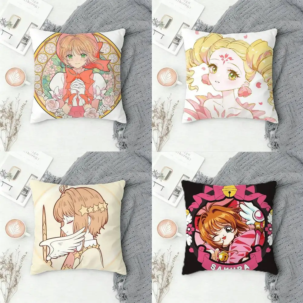 

C-Cardcaptor Sakura Double-sided Printed Square Pillow Cover Decorative Cushion Cover for Sofa Bedroom Bedside