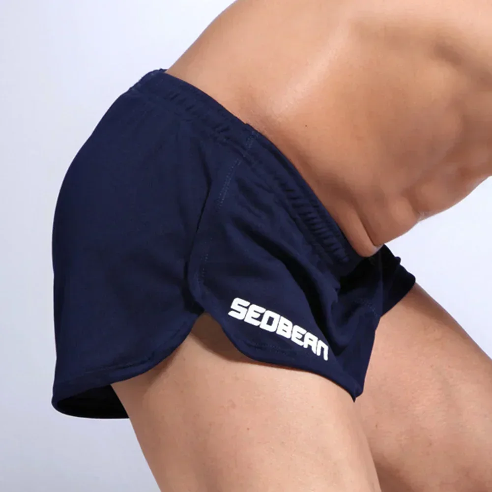 Men\'s Sports Fitness Comfortable Home Shorts Underwear Loose Solid Color Boxer Male Elastic Waist Panties