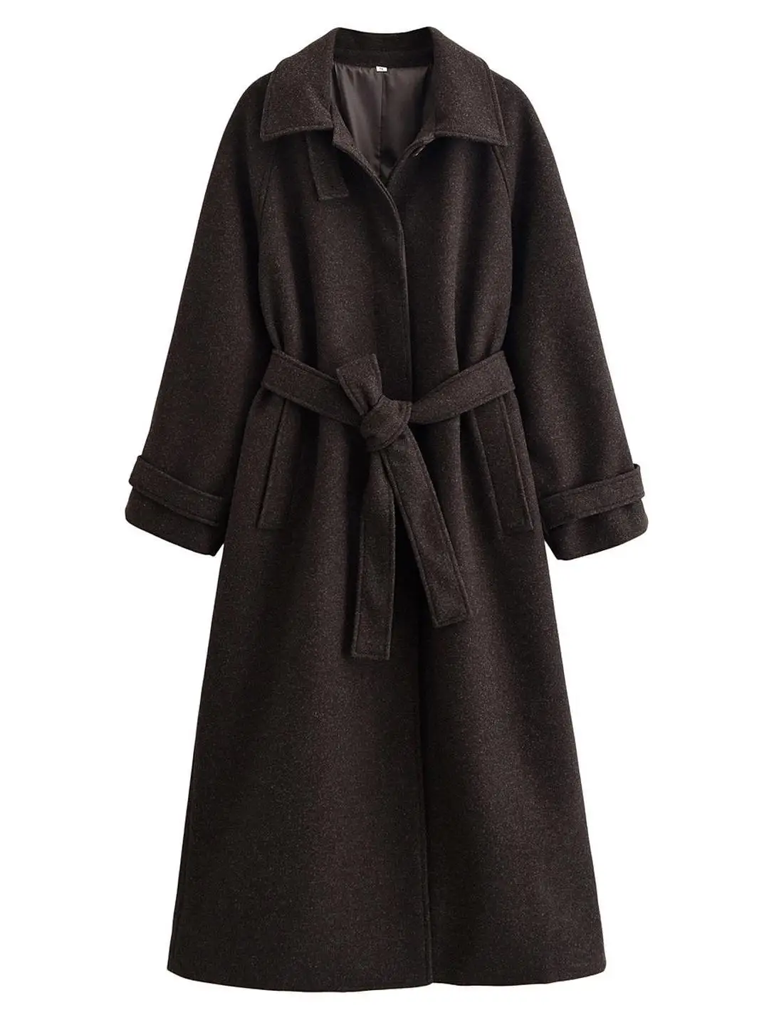 Herfst Winter Lange Sve Jas Briti Sle Design Sense Flip Cover Kraag Belted Bovenkleding Street Sle Slim Fit Katoenmix