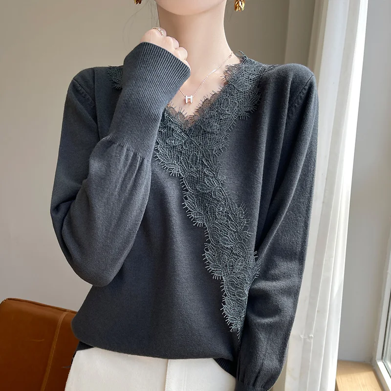 2024 New  Autumn and Winter Cashmere sweater women Casual V-Neck Cashmere sweater women fashion autumn warm pullover top