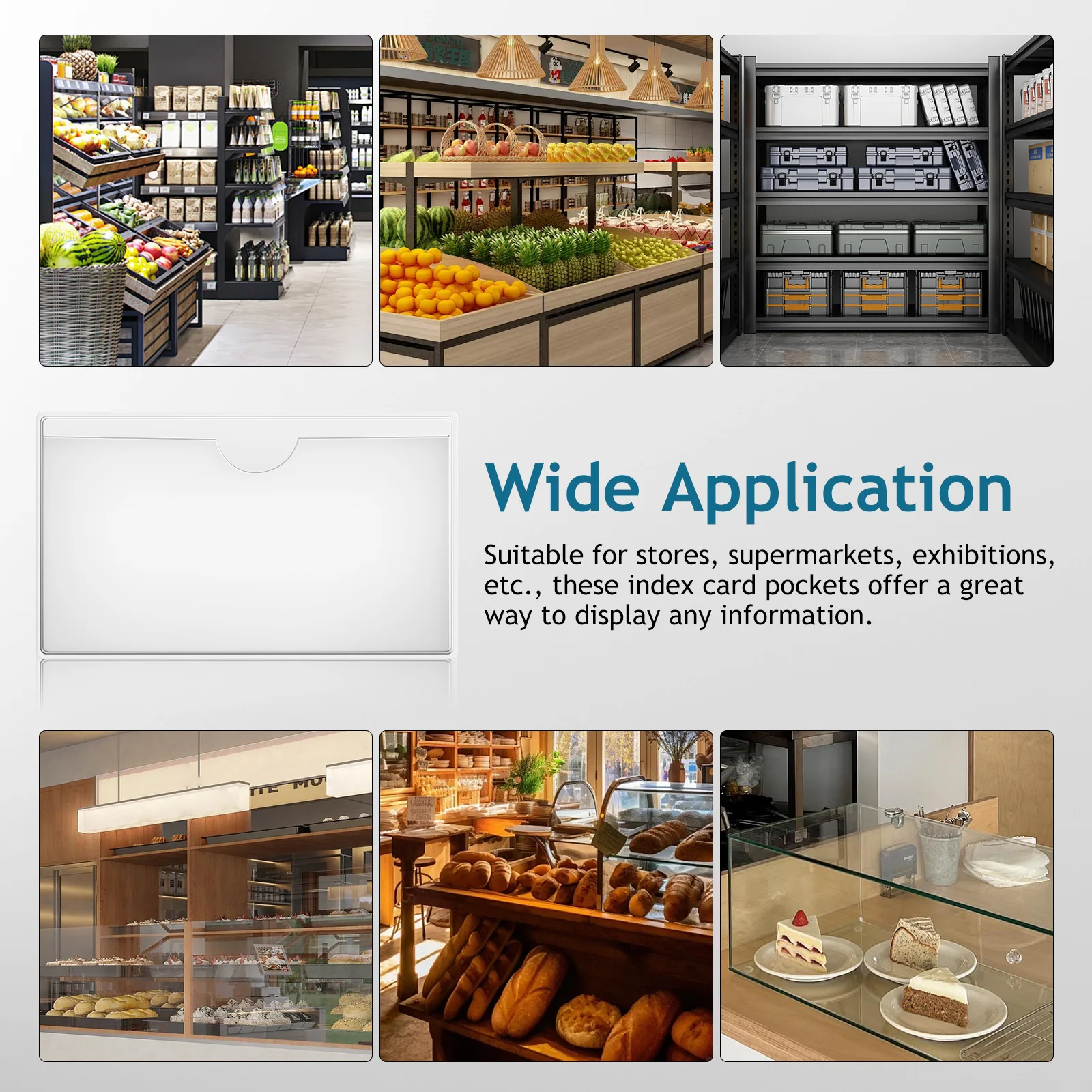 

36 pcs Label Holders Adhesive Index Card Pockets Self-Stick Shelf Tags Clear Storage Bin Label Organizer For Office Store