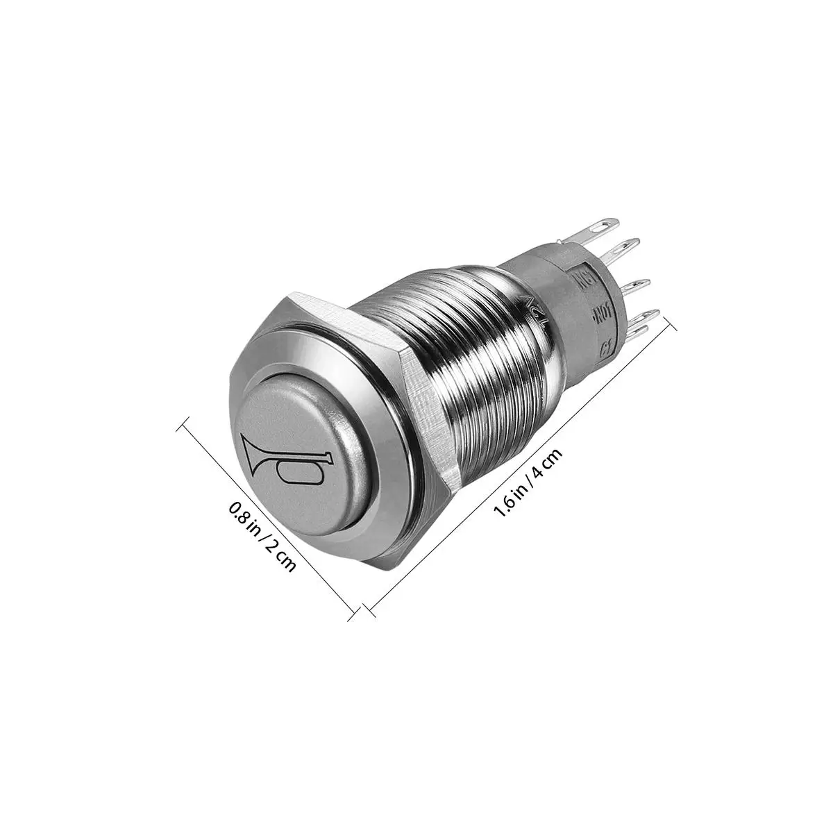 

Blue Light Horn Symbol Waterproof Metal Push Button Momentary Switch for Doorbell Boat Car Nonpolar LED Easy Install Dust Proof