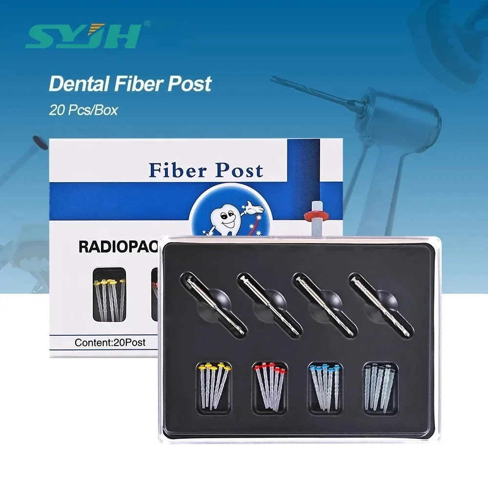 

SYJH 20Pcs/Bag with 4 Drill Bit Dental Screw Glass Resin Fiber Post for Dental Root Canal Restorative Materials Oral Supplies